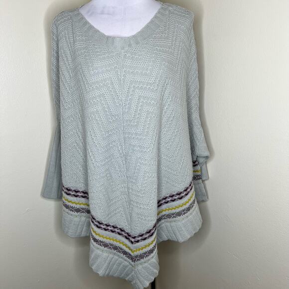 Easel Poncho Sweater S/M Gray Bohemian Knit Pullover Winter Oversized Relaxed - Picture 1 of 9